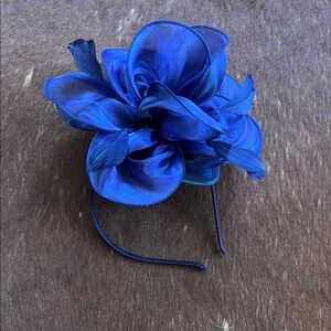 Elegant Blue Floral Headband with removable flower